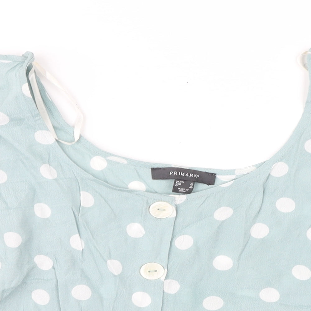 Primark Womens Green Polka Dot  Basic Blouse Size 8