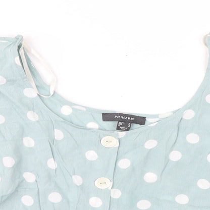 Primark Womens Green Polka Dot  Basic Blouse Size 8