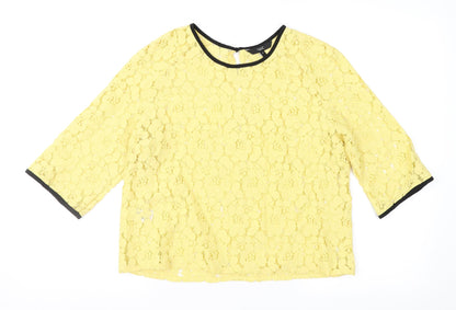 Womens UK Size 10 NEXT Yellow Basic Blouse