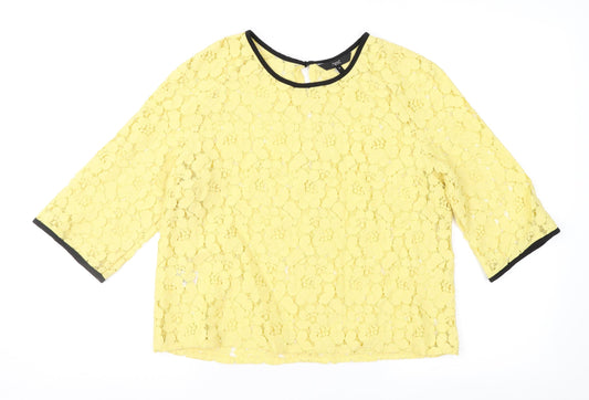 Womens UK Size 10 NEXT Yellow Basic Blouse