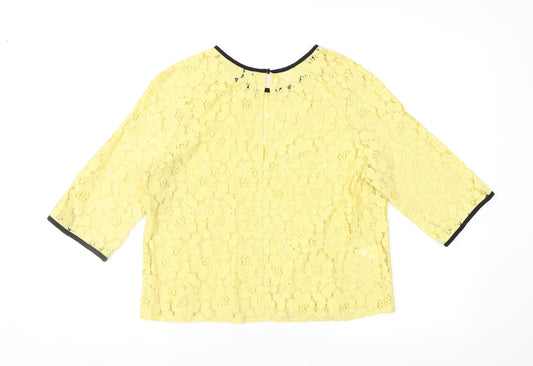 Womens UK Size 10 NEXT Yellow Basic Blouse