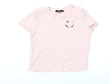 Bershka Womens Pink   Cropped T-Shirt Size L