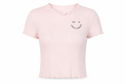 Womens UK Size L Bershka Pink Cropped T-Shirt