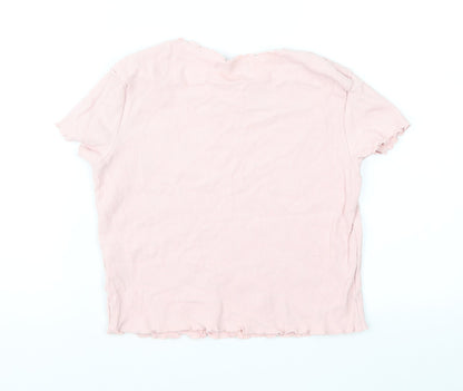 Bershka Womens Pink   Cropped T-Shirt Size L