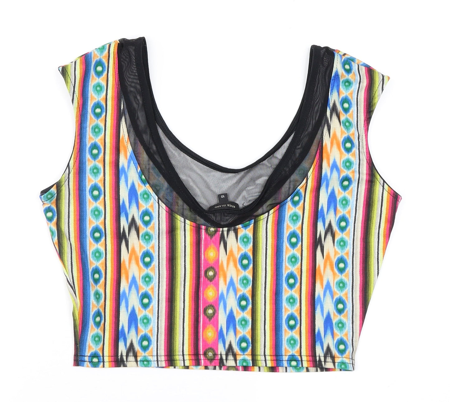 Womens UK Size 10 River Island Multicoloured Basic Blouse