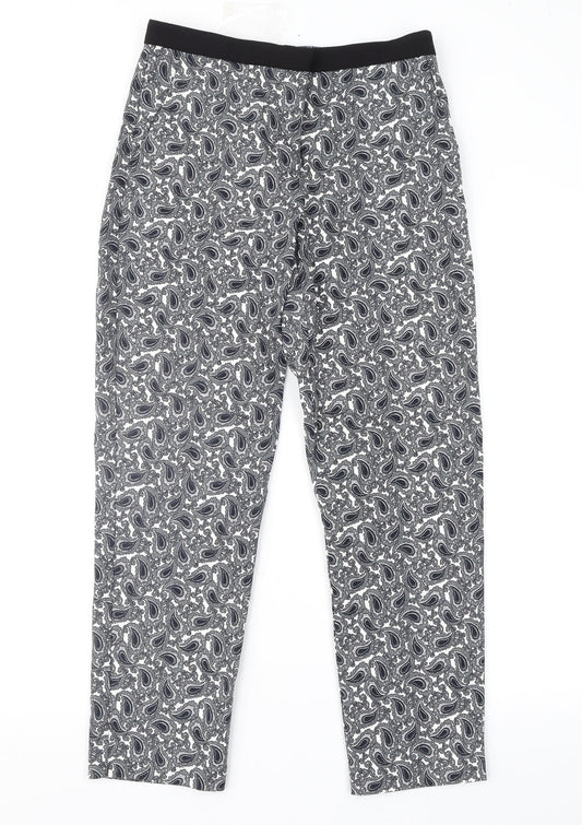 Topshop Womens Grey Paisley  Cropped Trousers Size 8 L25 in