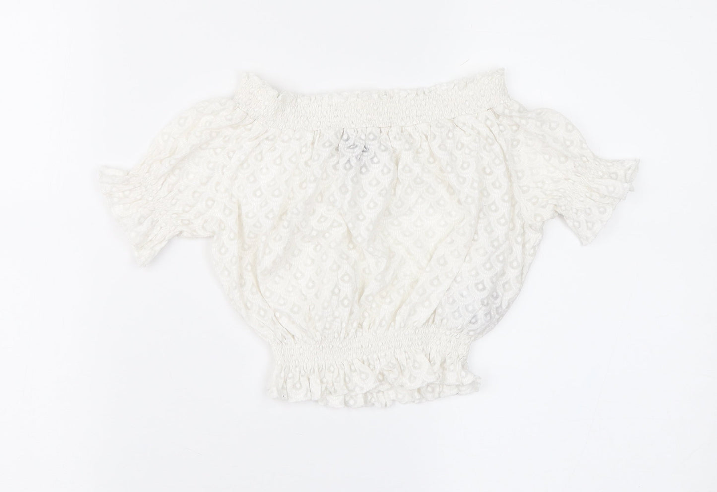 Womens UK Size 6 Topshop Ivory Cropped Blouse