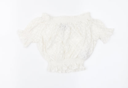 Womens UK Size 6 Topshop Ivory Cropped Blouse