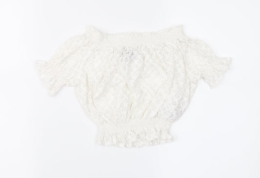 Womens UK Size 6 Topshop Ivory Cropped Blouse