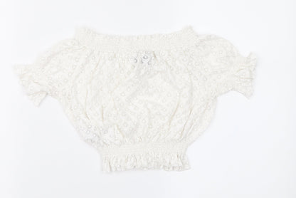 Womens UK Size 6 Topshop Ivory Cropped Blouse
