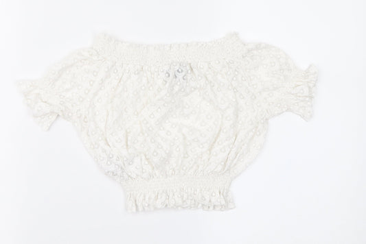 Womens UK Size 6 Topshop Ivory Cropped Blouse