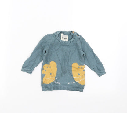 F&F Baby Green   Pullover Jumper Size 3-6 Months  - bear