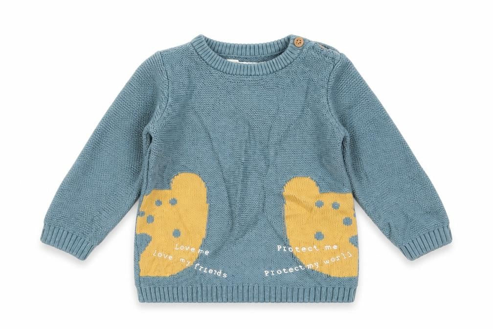 Front view of F&F Baby Green jumper, size 3-6, Months - bear