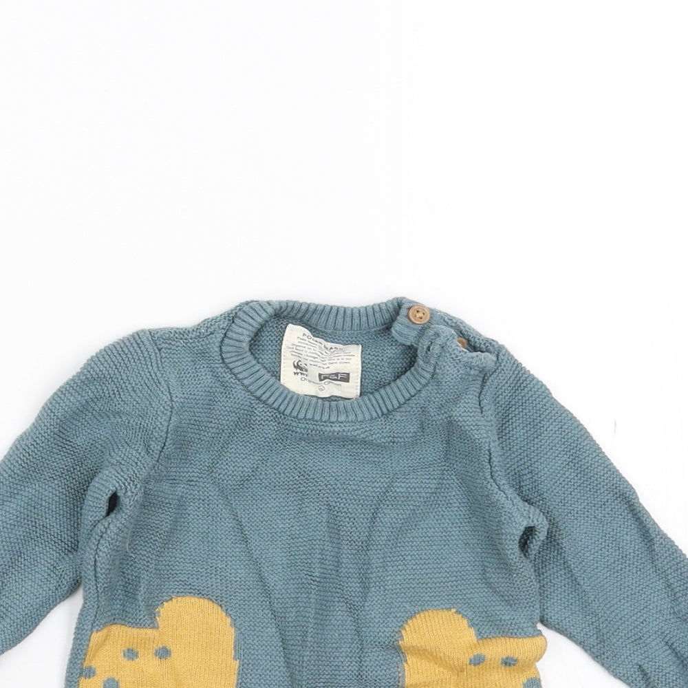 F&F Baby Green   Pullover Jumper Size 3-6 Months  - bear
