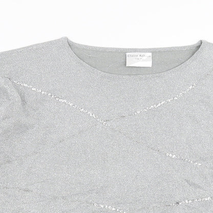 Claire Ashton Womens Silver   Pullover Jumper Size 14  - beaded, sequins