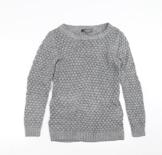 Limited collection Womens Grey Geometric Knit Pullover Jumper Size 10