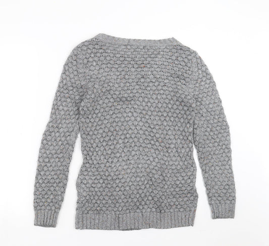 Limited collection Womens Grey Geometric Knit Pullover Jumper Size 10
