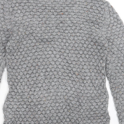 Limited collection Womens Grey Geometric Knit Pullover Jumper Size 10
