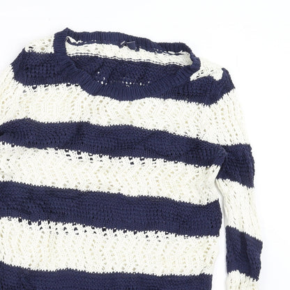 Gap Womens Blue Striped Knit Pullover Jumper Size M