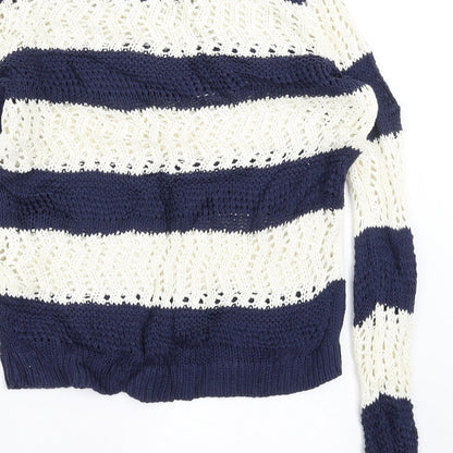 Gap Womens Blue Striped Knit Pullover Jumper Size M