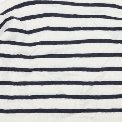 George Womens White Striped Knit Pullover Jumper Size M