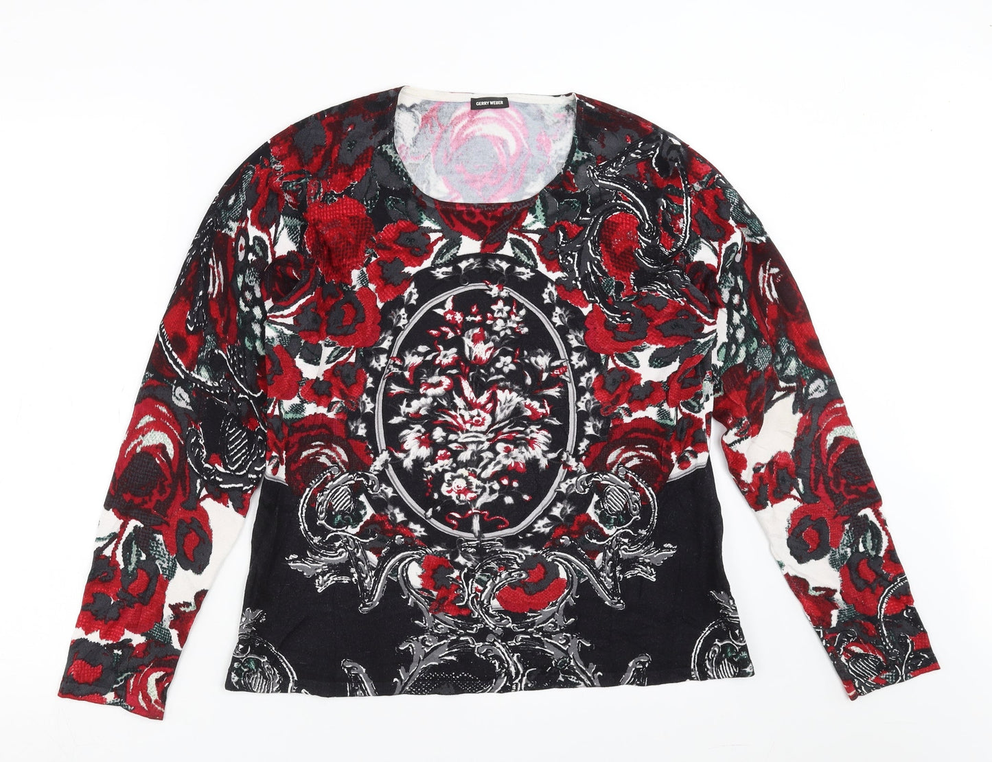 Gerry Weber Womens Black Floral  Pullover Jumper Size 12