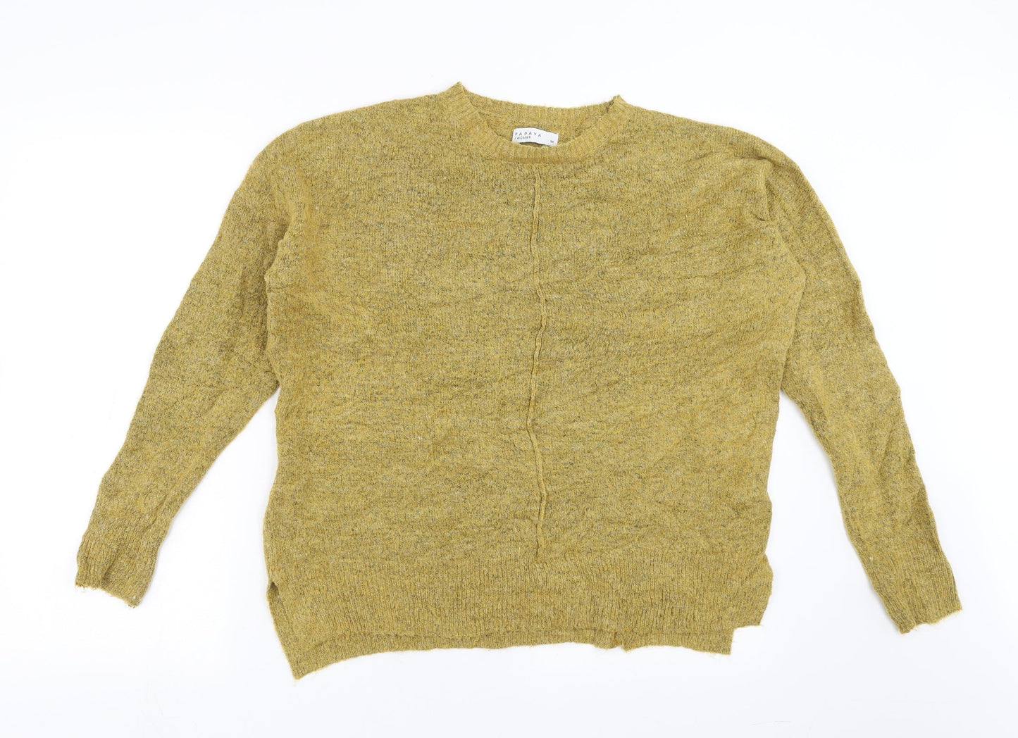 Womens UK Size M Papaya Yellow Pullover Jumper