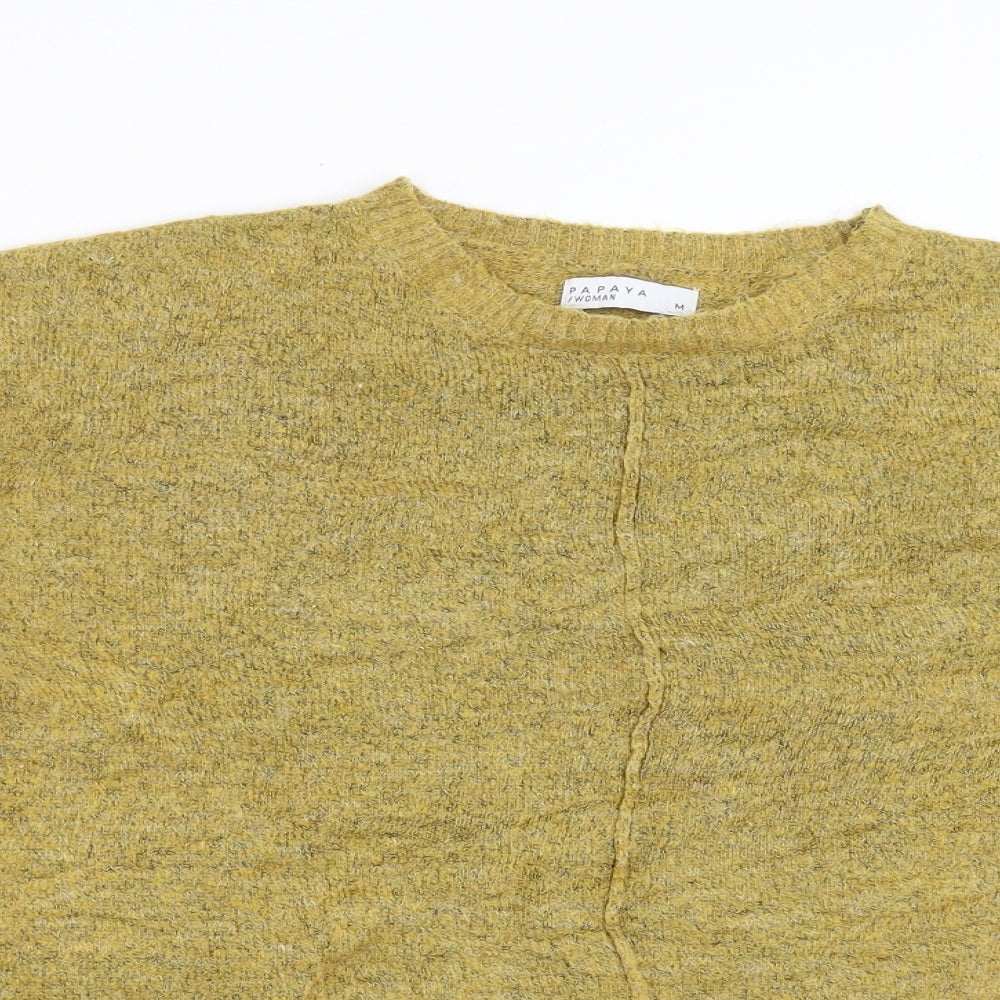 Womens UK Size M Papaya Yellow Pullover Jumper