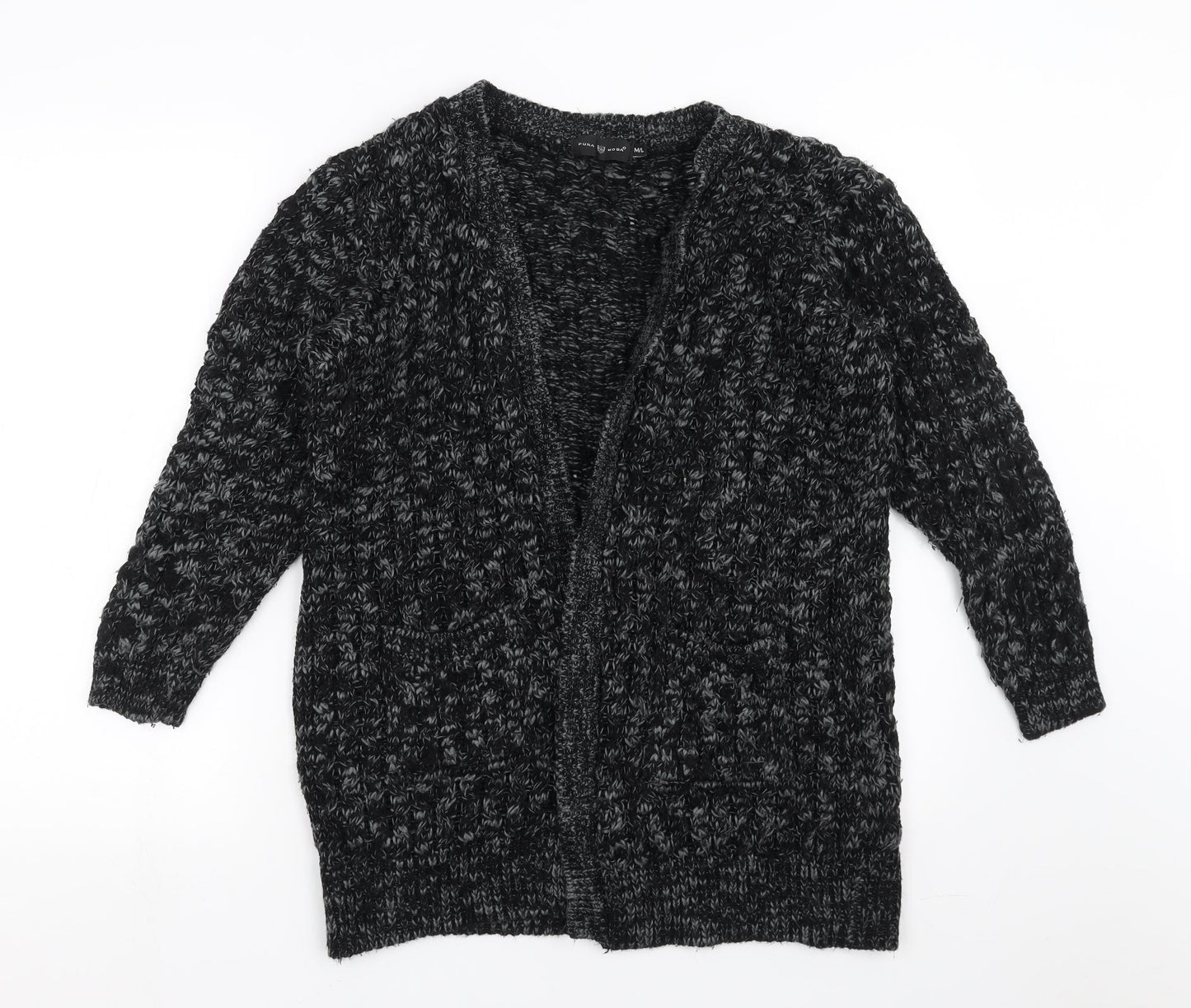 Womens UK Size M Pura Moda Black Cardigan Jumper