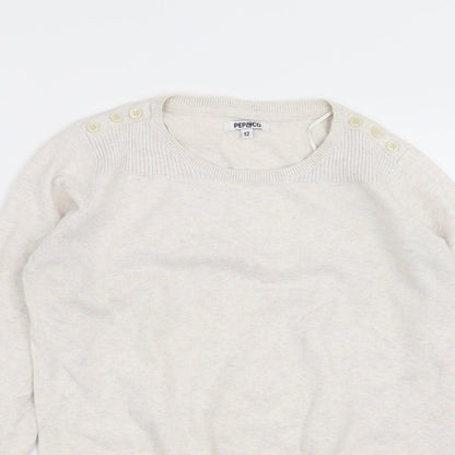 PEP&CO Girls Beige  Knit Pullover Jumper Size 12 Years  - Button detail