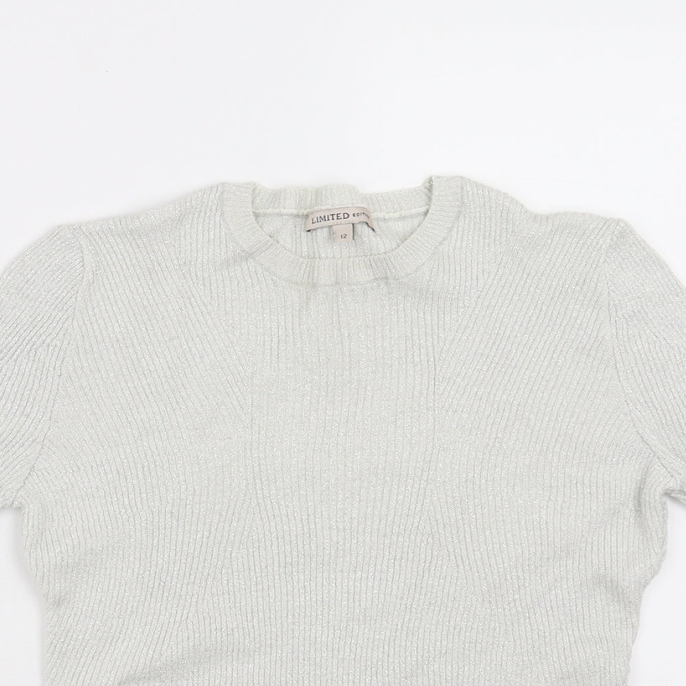 Womens UK Size 12 Marks and Spencer Silver Pullover Jumper
