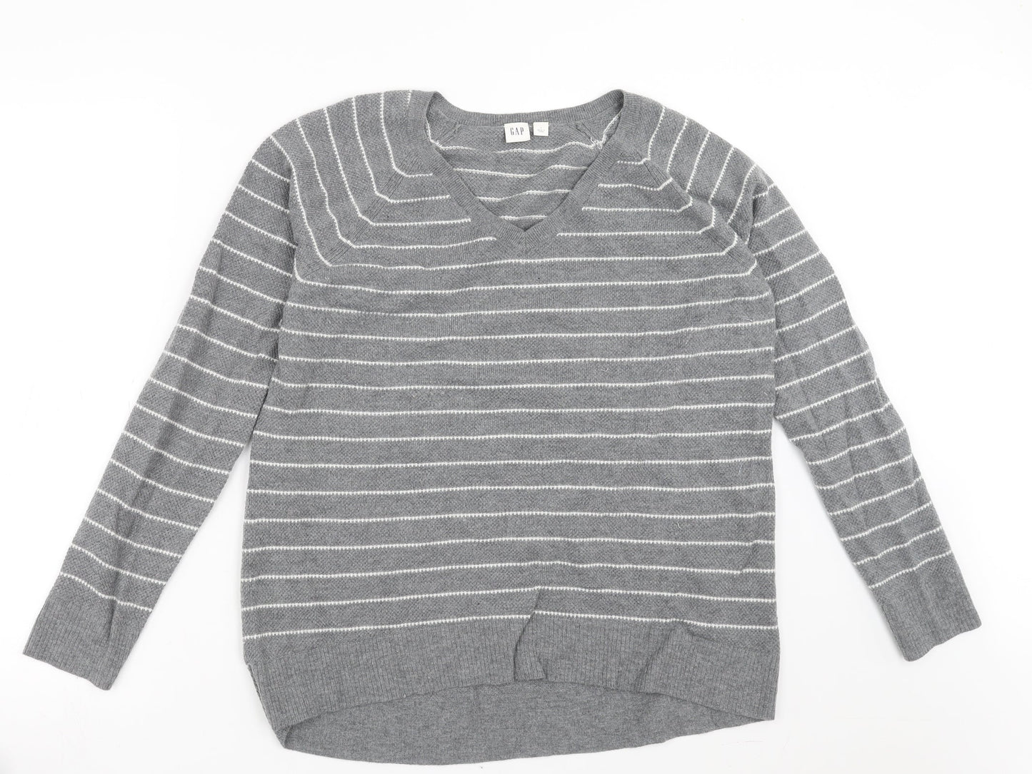 Gap Mens Grey Striped Knit Pullover Jumper Size L