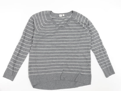 Gap Mens Grey Striped Knit Pullover Jumper Size L