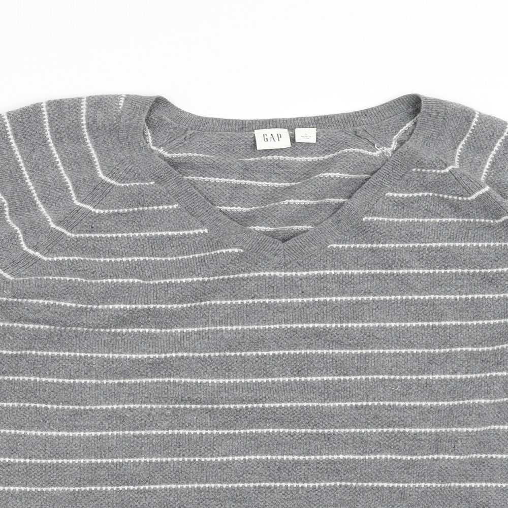 Gap Mens Grey Striped Knit Pullover Jumper Size L