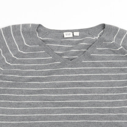 Gap Mens Grey Striped Knit Pullover Jumper Size L