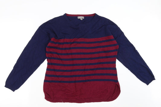 First Avenue Womens Black Striped Knit Pullover Jumper Size M