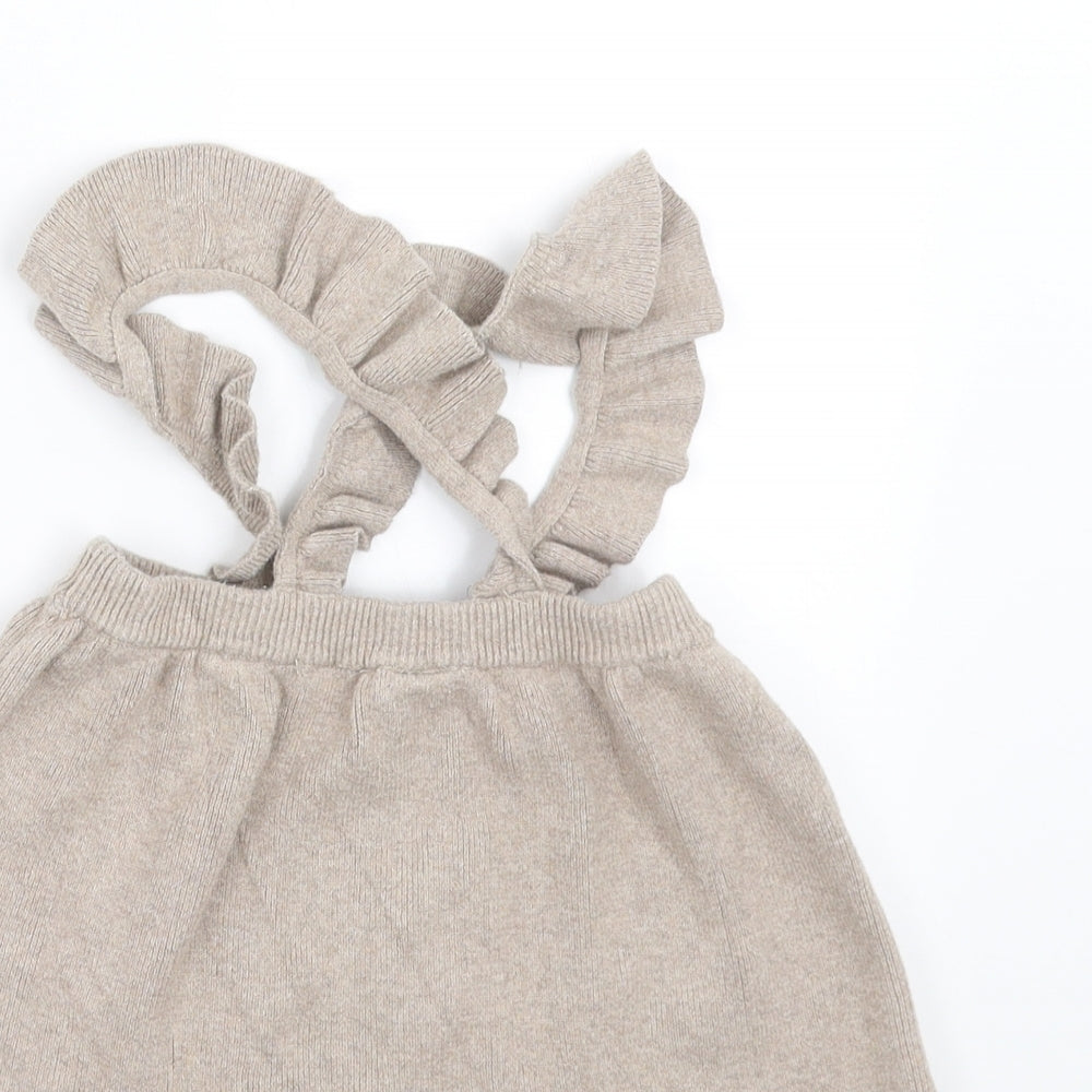 H&M Girls Beige  Knit A-Line Skirt Size 3-6 Months  - with braces