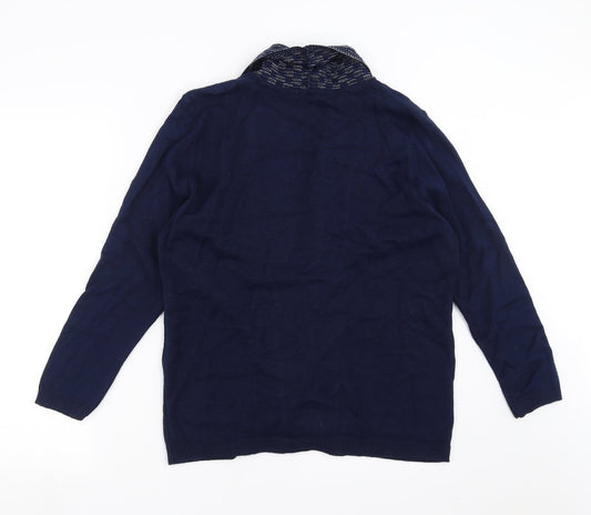 Womens UK Size L Monique Blue Cardigan Jumper