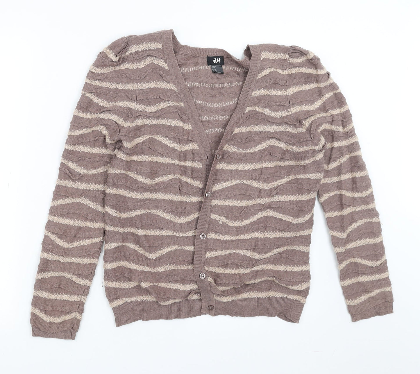 Womens UK Size M H&M Beige Cardigan Jumper