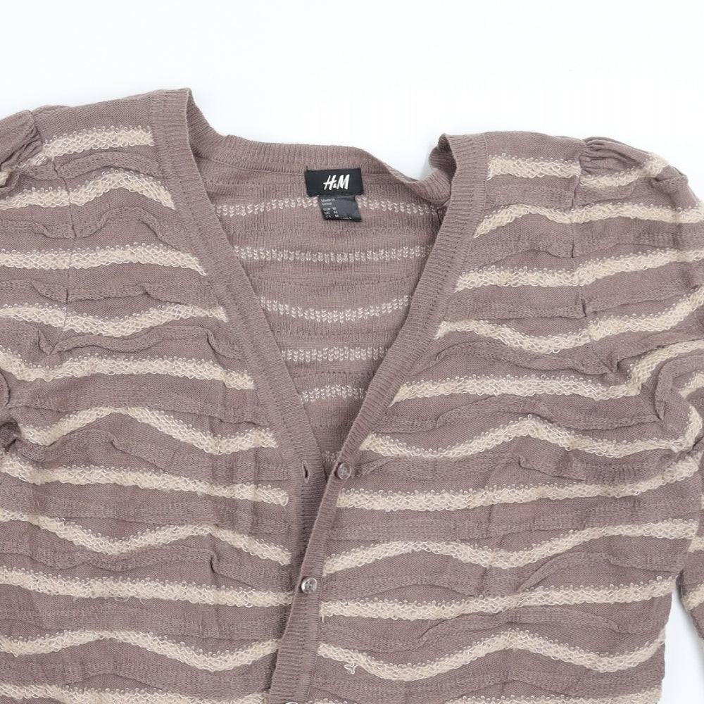 Womens UK Size M H&M Beige Cardigan Jumper