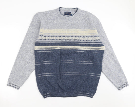 Debenhams Mens Blue Striped Knit Pullover Jumper Size L