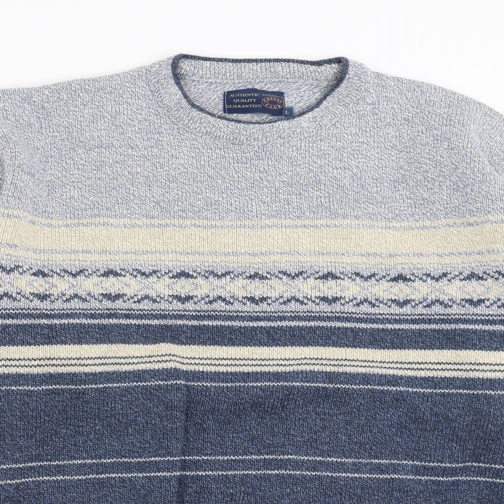 Debenhams Mens Blue Striped Knit Pullover Jumper Size L