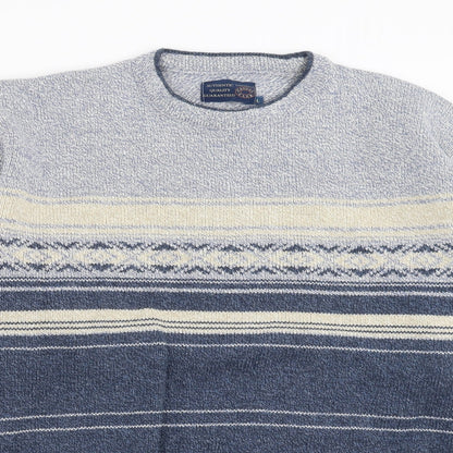 Debenhams Mens Blue Striped Knit Pullover Jumper Size L