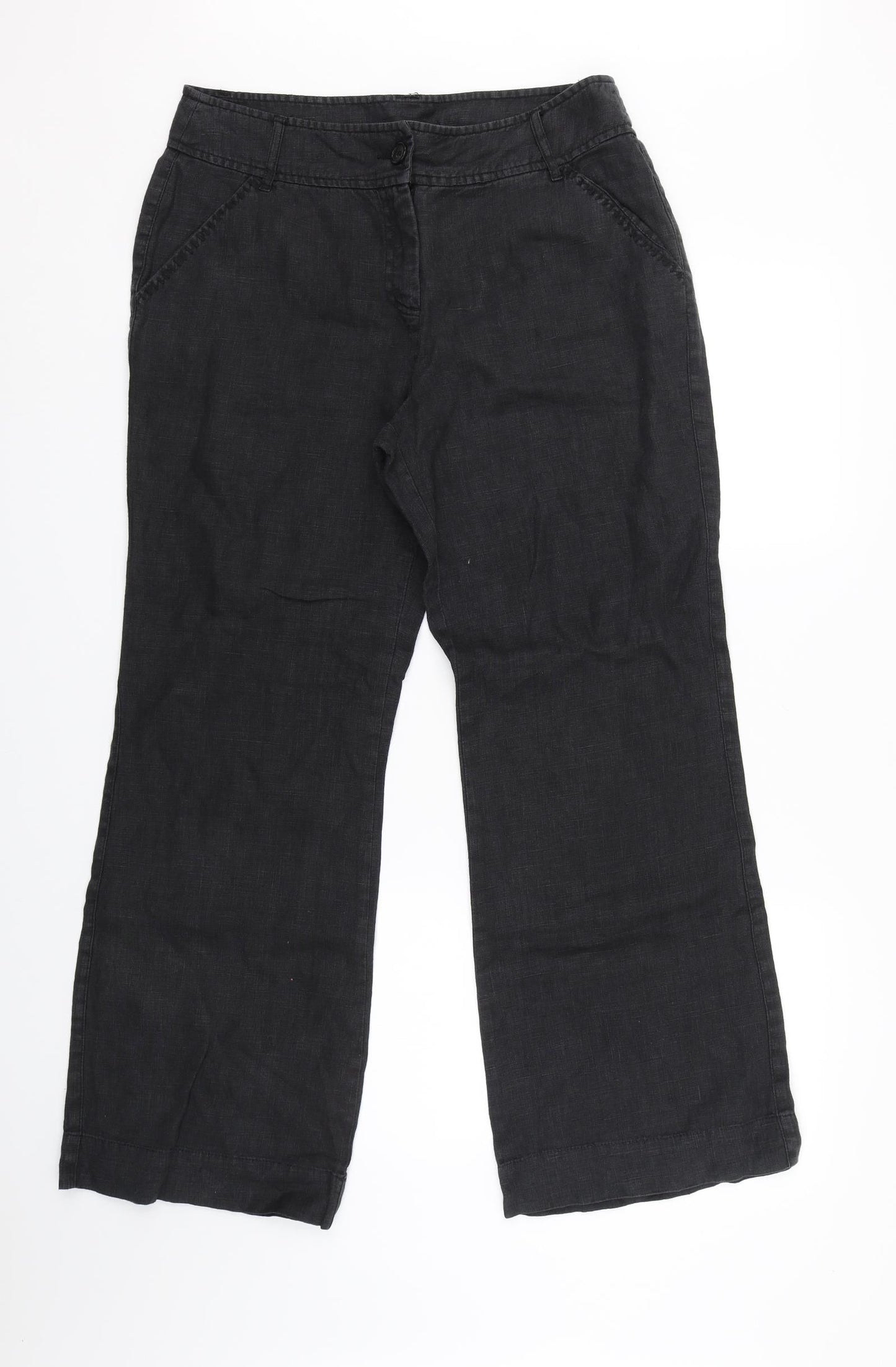 Womens UK Size 30 in Moda Regular Fit Cropped Black Trousers