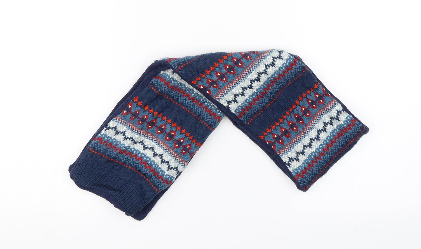 John Lewis Unisex Blue Argyle/Diamond Fleece Scarf  One Size  - christmas