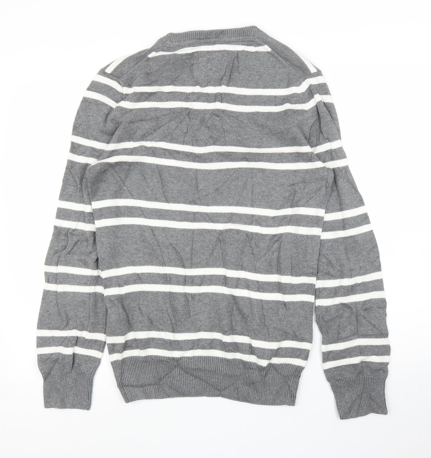 H&M Mens Grey Striped  Pullover Jumper Size S