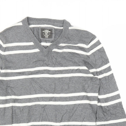 H&M Mens Grey Striped  Pullover Jumper Size S
