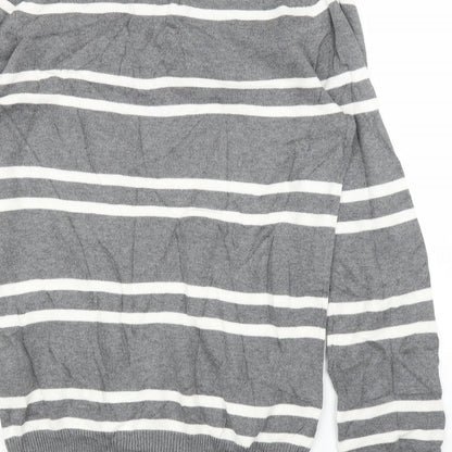 H&M Mens Grey Striped  Pullover Jumper Size S