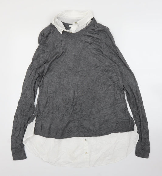 Womens UK Size L H&M Grey Basic Blouse