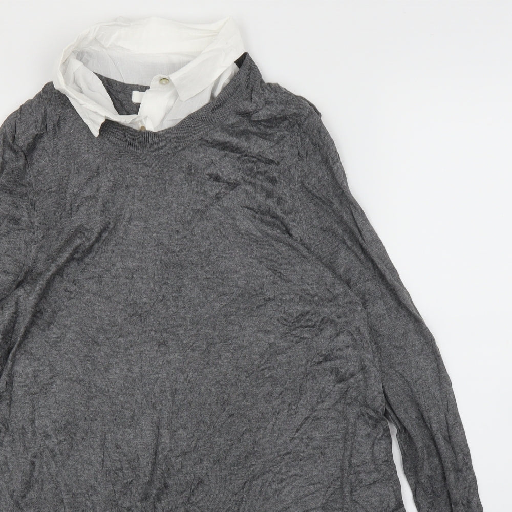 Womens UK Size L H&M Grey Basic Blouse